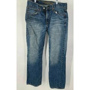 American Eagle AEO Mens Size 31X32 Slim Straight Medium Wash Denim Blue Jeans